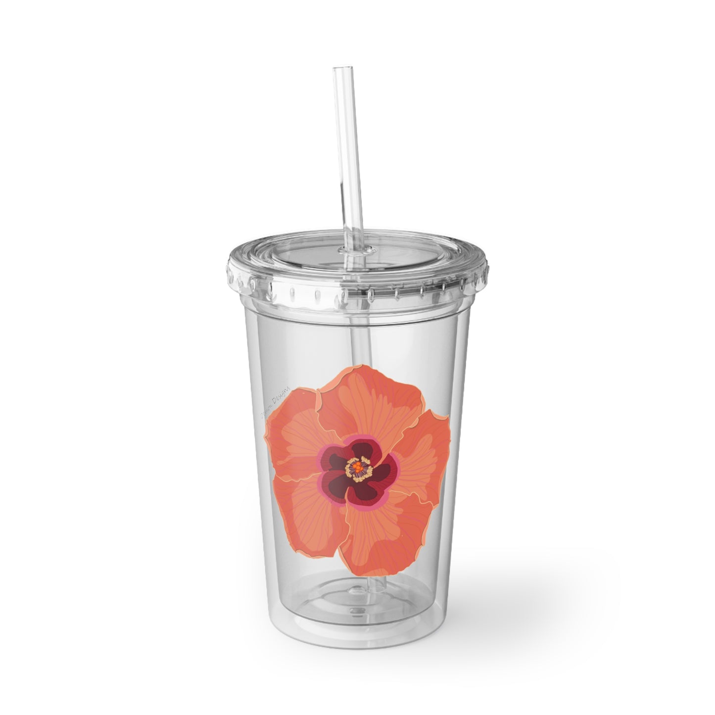 Floral Acrylic Clear Travel Mug