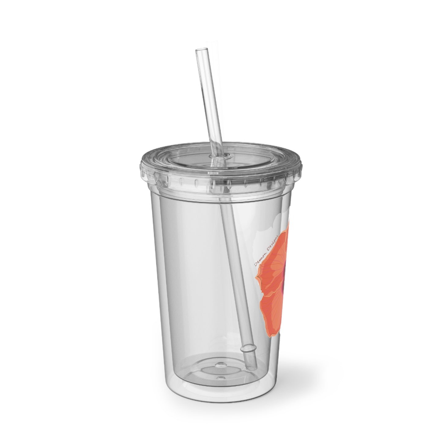 Floral Acrylic Clear Travel Mug