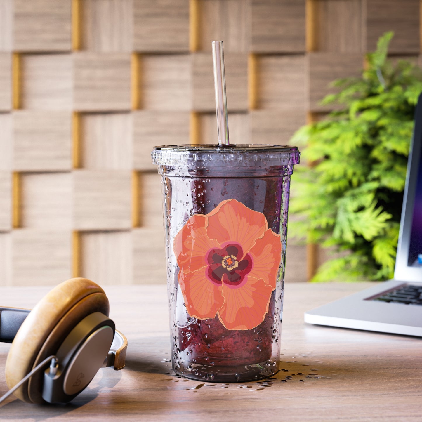Floral Acrylic Clear Travel Mug